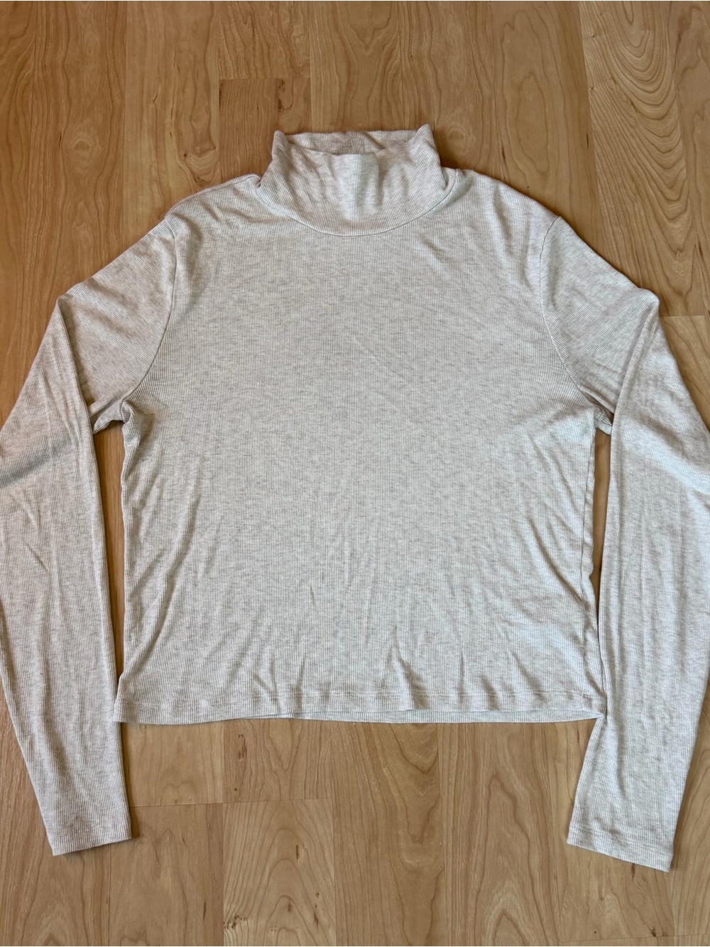 Aritzia Cream Lightweight Turtleneck Long Sleeve Top